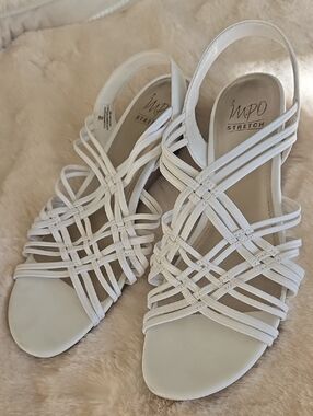 IMPO White Multi-Strap Slingback Sandals